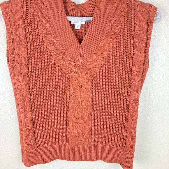 Coldwater Creek Men's Rust Chunky Cable Knit Pullover Textured Vest Sz L - Picture 3 of 12